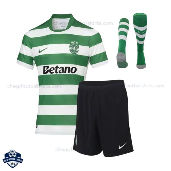 Sporting CP Home Kids Cheap Football Kit 2025/26 - Front View