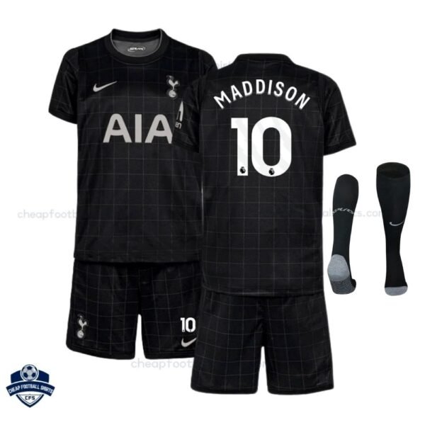 Tottenham Hotspur MADDISON 10 Away Kids Cheap Football Kit 2025/26 - Overview with socks