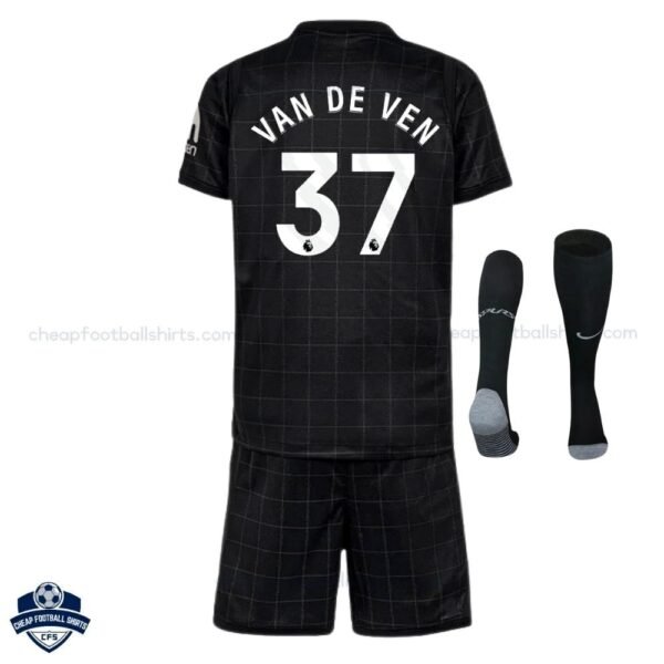 Tottenham Hotspur VAN DE VEN 37 Away Kids Cheap Football Kit 2025/26 - Back view with socks