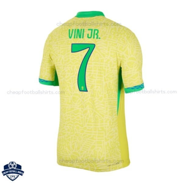 Brazil Home Men Football Shirt 24/25 VINI JR 7 - Back View