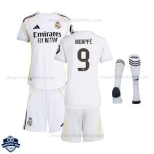 Real Madrid Home Kids Football Kit 25/26 MBAPPE 9