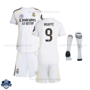 Real Madrid Home Kids Football Kit 25/26 MBAPPE 9