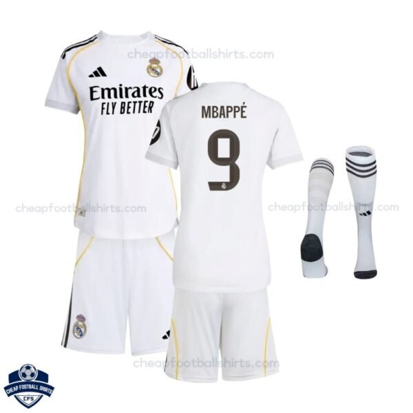 Real Madrid Home Kids Football Kit 25/26 MBAPPE 9
