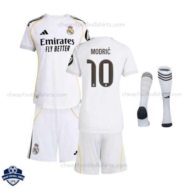 Real Madrid Home Kids Football Kit 25/26 MODRIC 10