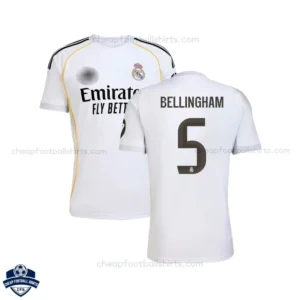 Real Madrid Home Men Football Shirt 25/26 BELLINGHAM 5