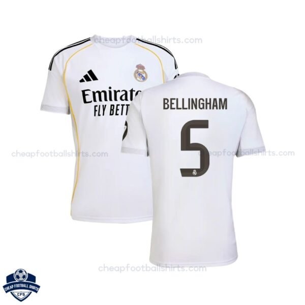 Real Madrid Home Men Football Shirt 25/26 BELLINGHAM 5