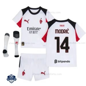 AC Milan MODRIĆ 14 Away Kids Cheap Football Kit 2025/26 _Overview with socks
