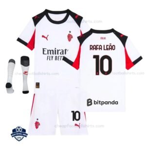 AC Milan RAFA LEÃO 10 Away Kids Cheap Football Kit 2025/26 with socks