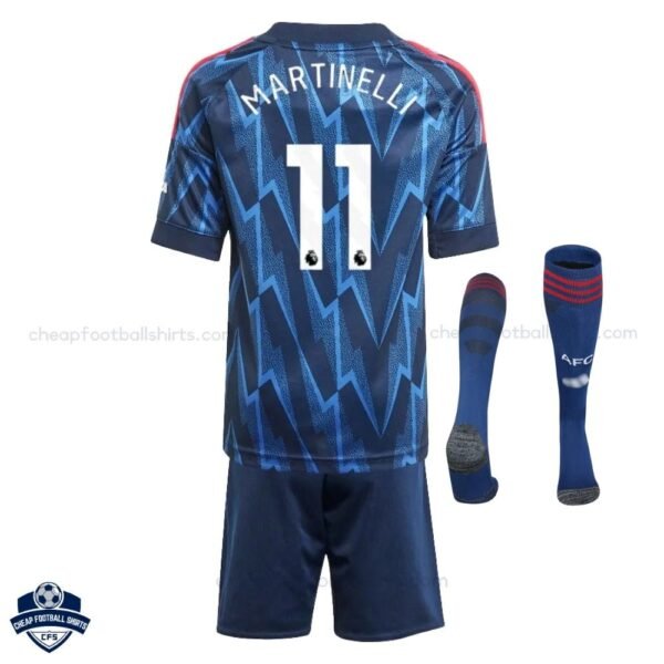Arsenal Away Kids Football Kit 25/26 MARTINELLI 11 - back view with socks