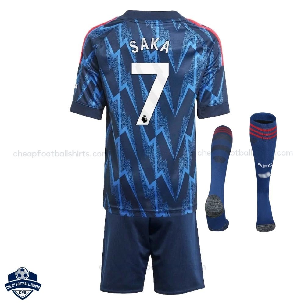 Arsenal Away Kids Football Kit 25/26 SAKA 7 - back view with socks