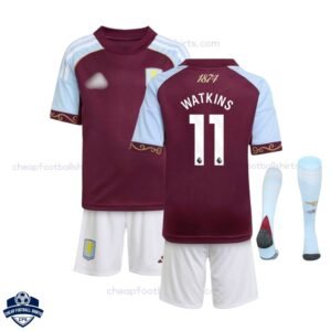 Aston Villa WATKINS 11 Home Kids Football Kit 25/26 with socks