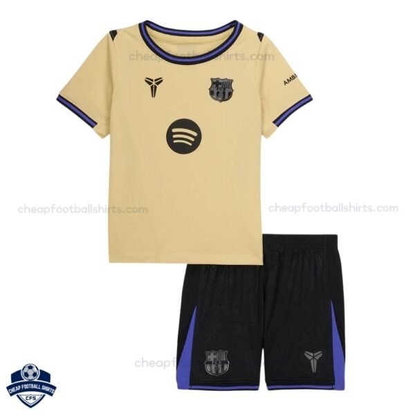 Barcelona Away Kids Cheap Football Kit 2025/26_Front View