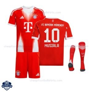Bayern Munich MUSIALA 10 Home Kids Cheap Football Kit 2025/26 With Socks - Overview
