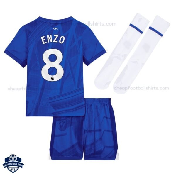 Chelsea ENZO 8 Home Kids Cheap Football Kit 2025/26 - Back View