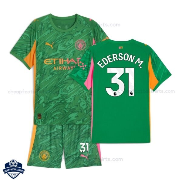 Manchester City EDERSON M. 31 Goalkeeper Kids Cheap Football Kit 202526 - Overview