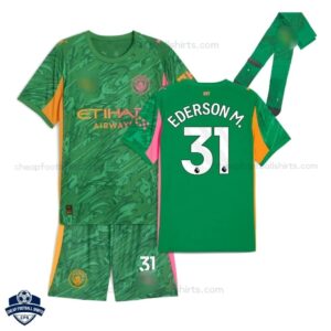 Manchester City EDERSON M. 31 Green Goalkeeper Kids Cheap Football Kit 202526 - Overview