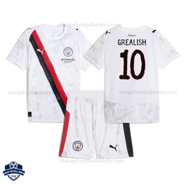 Manchester City GREALISH 10 White KidSuper Kids Cheap Football Kit 2025 26- Overview