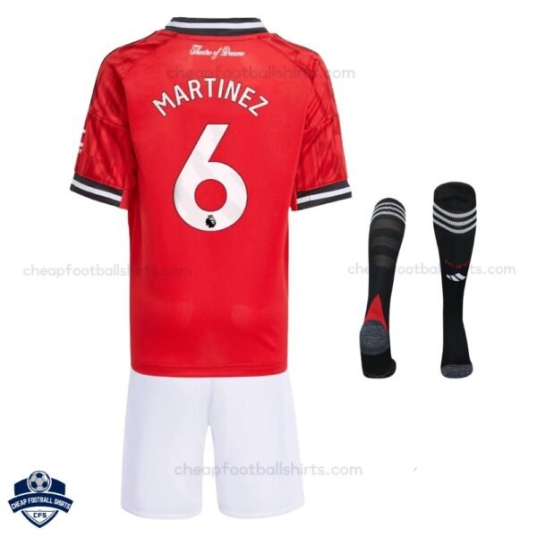 Manchester United L.MARTINEZ 6 Home Kids Cheap Football Kit 2025/26 - Back View