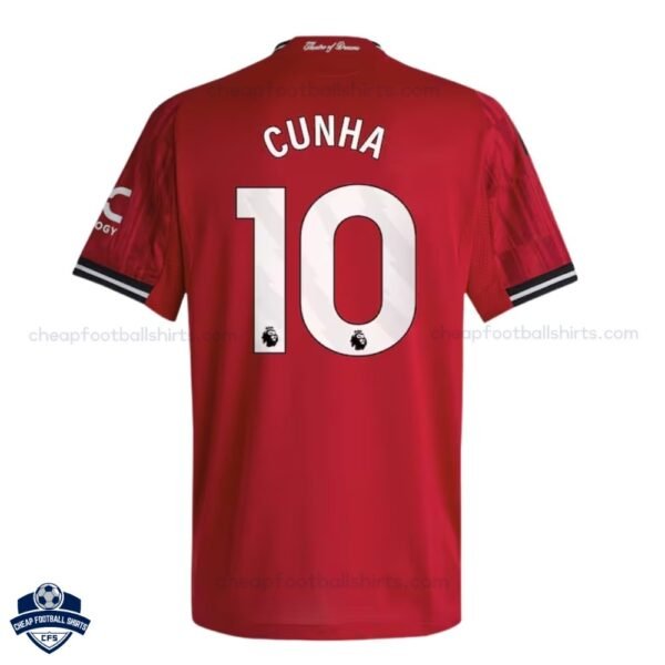 Manchester United M.CUNHA 10 Home Cheap Football Shirts 2025/26 - Back View