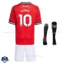 Manchester United M.CUNHA 10 Home Kids Cheap Football Kit 2025/26 - Back View