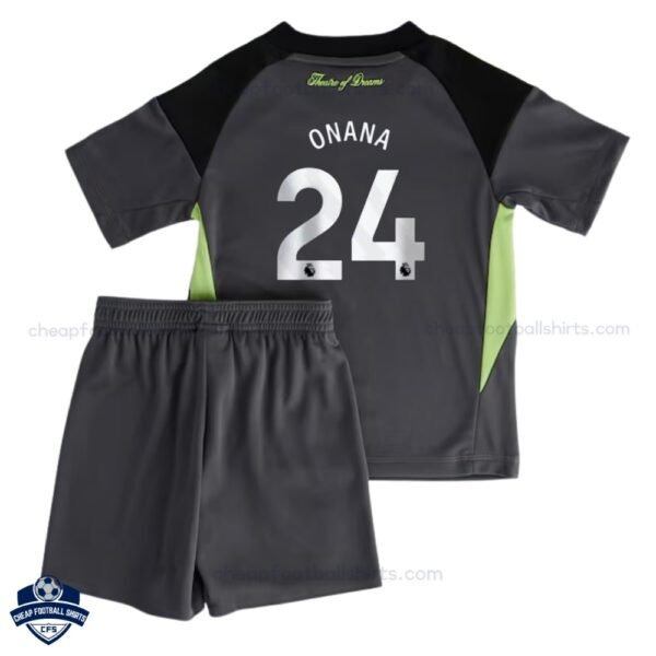 Manchester United ONANA 24 Goalkeeper Kids Cheap Football Kit 2025/26 - Back View