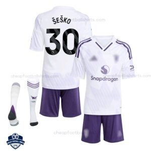 Manchester United Away Kids Football Kit 25/26 ŠEŠKO 30 with socks