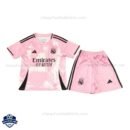 Real Madrid Pink Special Edition Kids Cheap Football Kit 2025/26 - Front View