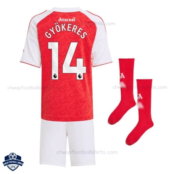 Arsenal GYÖKERES 14 Home Kids Cheap Football Kit 2025/26_Back View