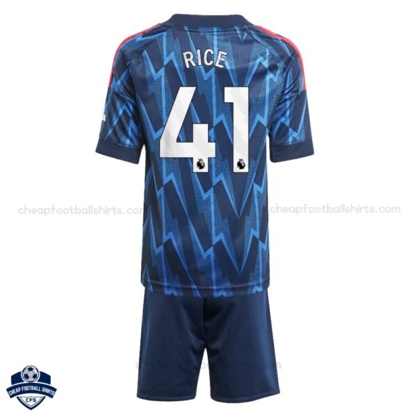 Arsenal Away Kids Football Kit 25/26 RICE 41 - Back View