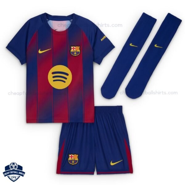 Barcelona RASHFORD 14 Home Kids Cheap Football Kit 2025/26 _Front View