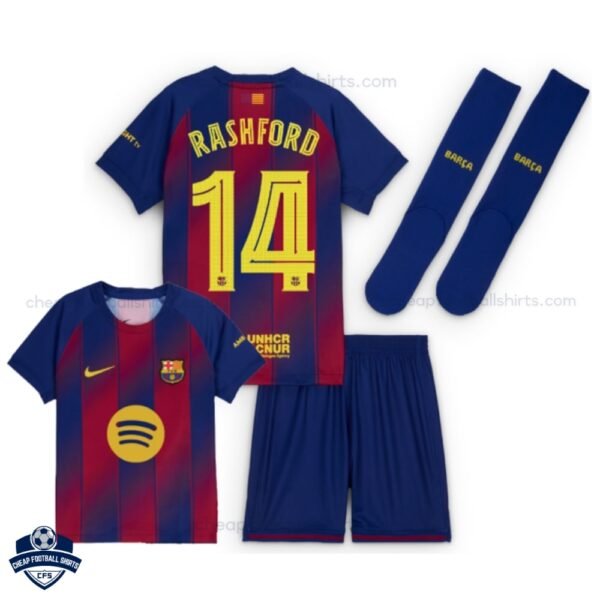 Barcelona RASHFORD 14 Home Kids Cheap Football Kit 2025/26 _Overview