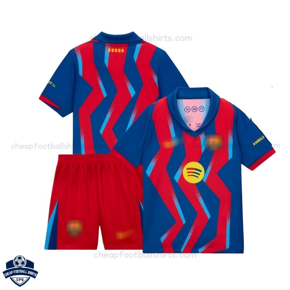 Barcelona Fourth Kids Football Kit 25/26 - Front View
