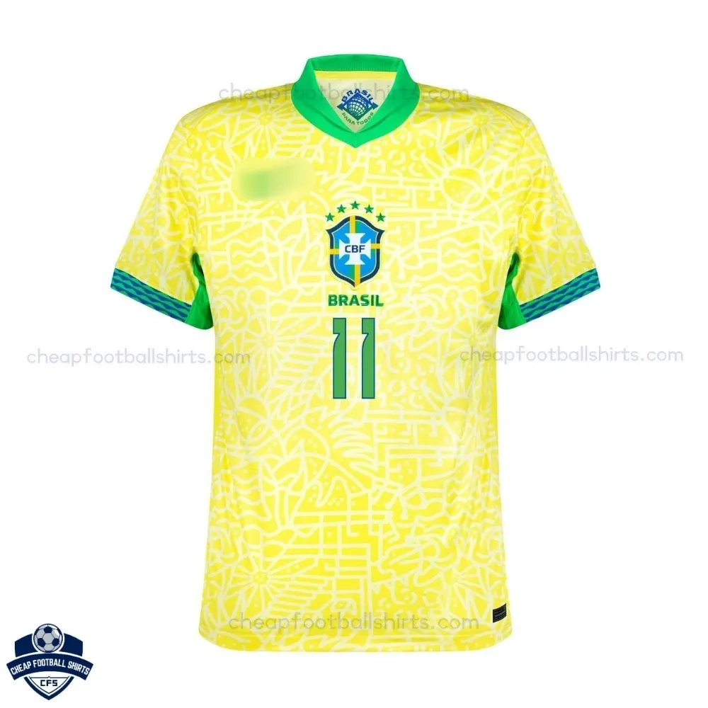 Brazil Home Men Football Shirt 24/25 RAPHINHA 11 - Front View