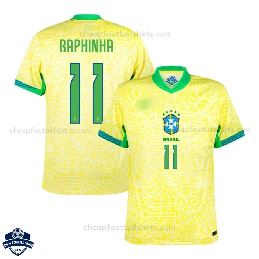Brazil Home Men Football Shirt 24/25 RAPHINHA 11