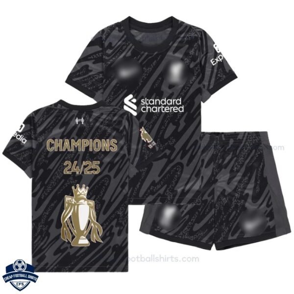 Liverpool Champions Gold Trophy Goalkeeper Kids Football Kit 24/25 - Over View