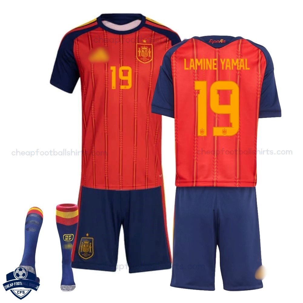 Spain World Cup Home Kids Football Kit 2026 LAMINE YAMAL 19 with socks