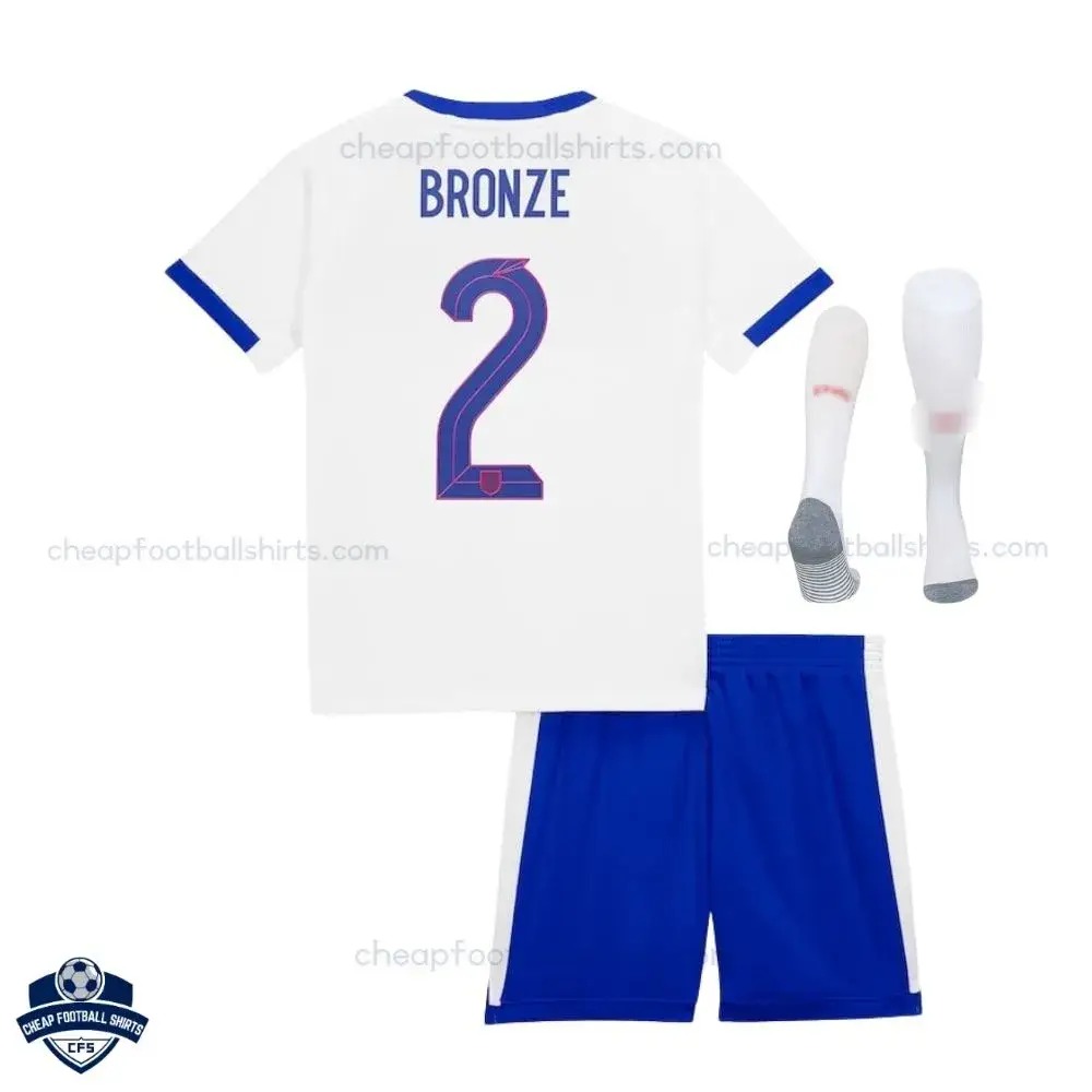 England BRONZE 2 Home Kids Cheap Football Kit 2025/26_Back view with socks