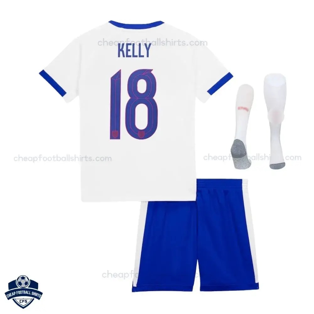 England KELLY 18 Home Kids Cheap Football Kit 2025/26_Back view with socks