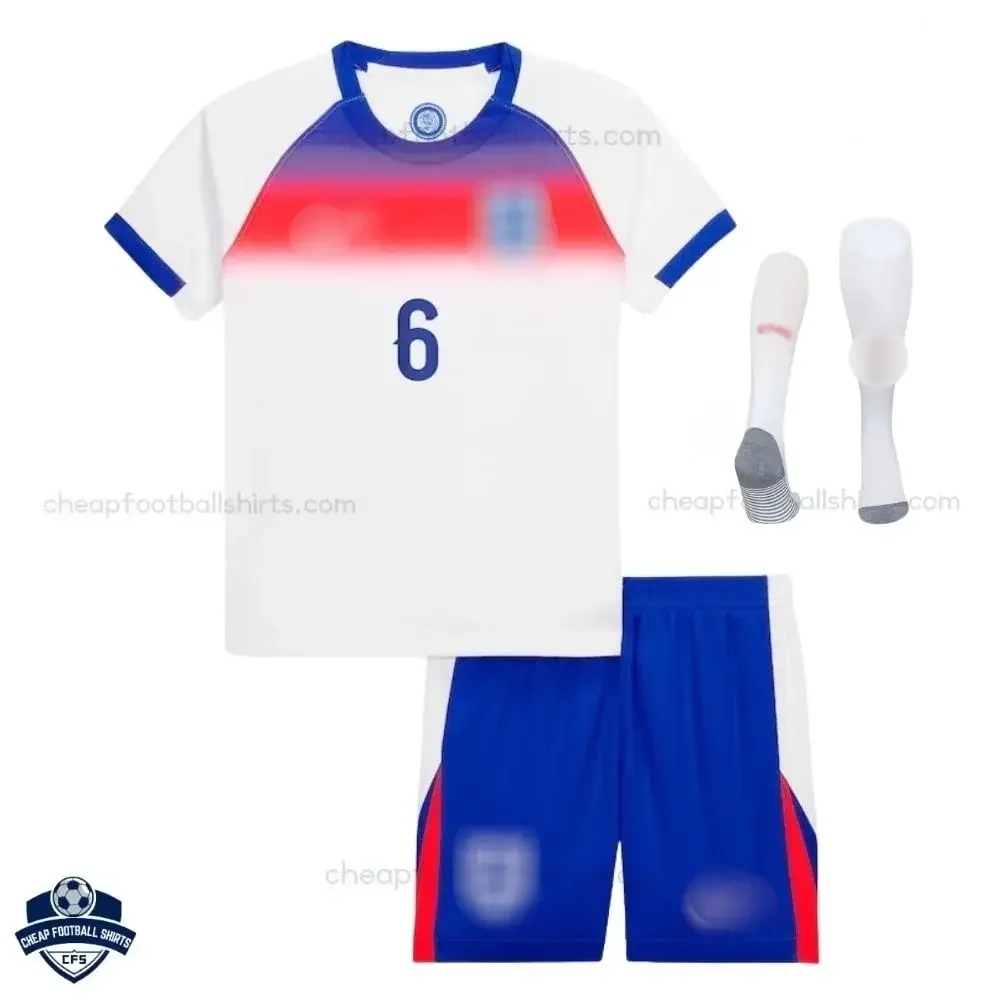 England Home Kids Football Kit 25/26 WILLIAMSON 6 - Front view with socks