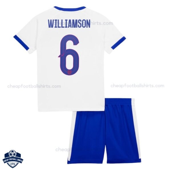 England Home Kids Football Kit 25/26 WILLIAMSON 6 - Back View