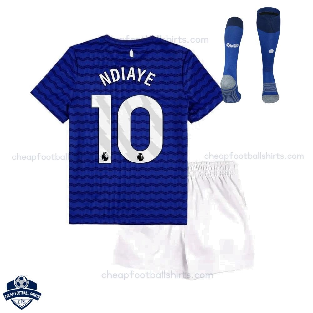 Everton Home Kids Football Kit 25/26 NDIAYE 10 - Back view with socks