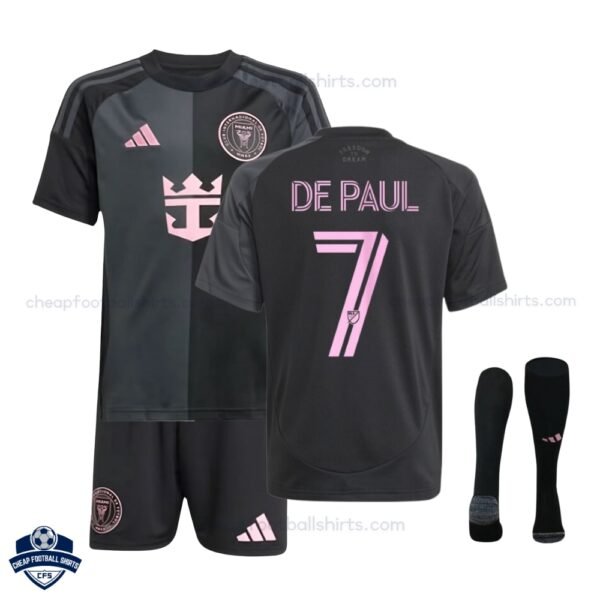 Inter Miami DE PAUL 7 Away Kids Cheap Football Kit 2025/26_Overview