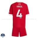 Liverpool Home Kids Football Kit 25/26 VIRGIL 4 - Back View