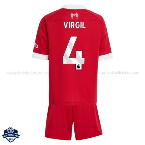 Liverpool Home Kids Football Kit 25/26 VIRGIL 4 - Back View