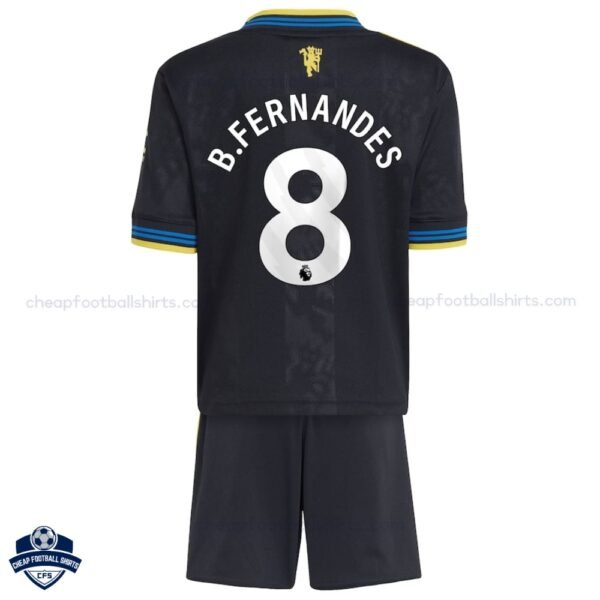Manchester United B.FERNANDES 8 Third Kids Cheap Football Kit 2025/26_Back View