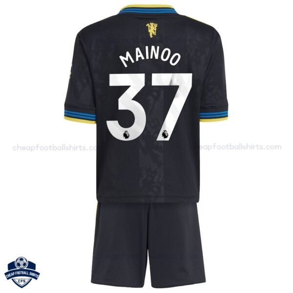 Manchester United MAINOO 37 Third Kids Cheap Football Kit 2025/26_Back View