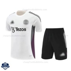 Manchester United White Training Kids Football Kit 25/26 - Front View