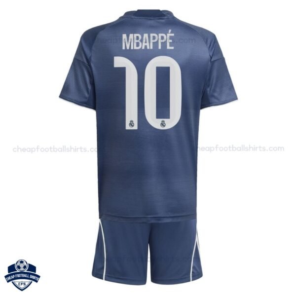 Real Madrid MBAPPÉ 10 Away Kids Cheap Football Kit 2025/26_Back view