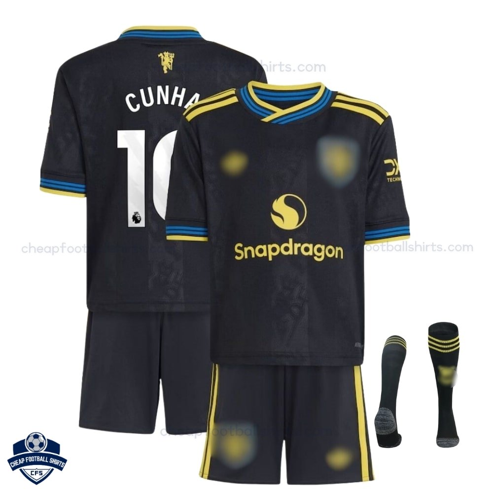 Manchester United CUNHA 10 Third Kids Cheap Football Kit 2025/26_Overview