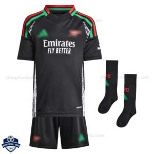 Arsenal Away Kids Football Kit 24/25 - Front View With Socks